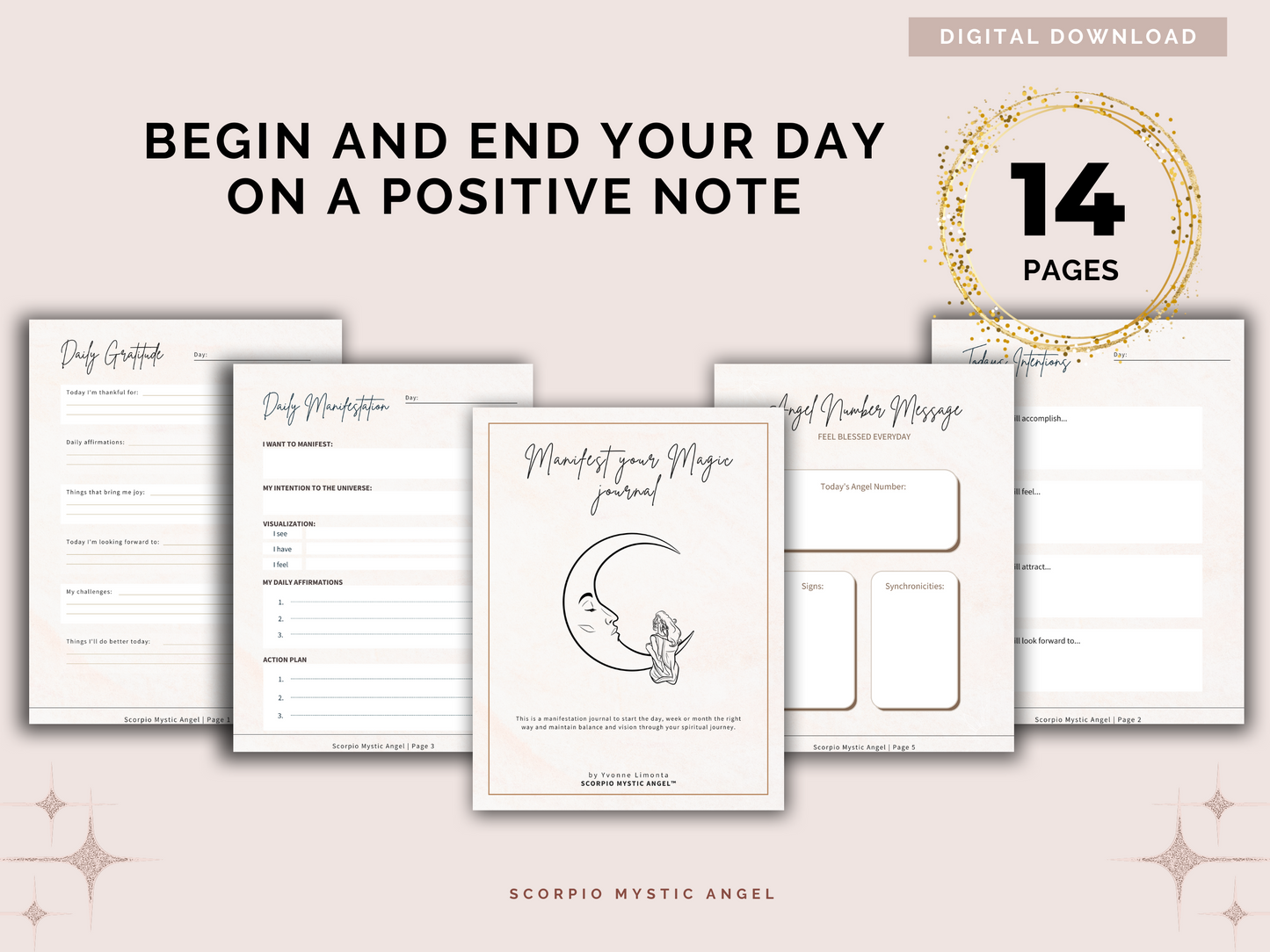 gratitude journal, manifestation journal, digital journal with prompts, daily journal