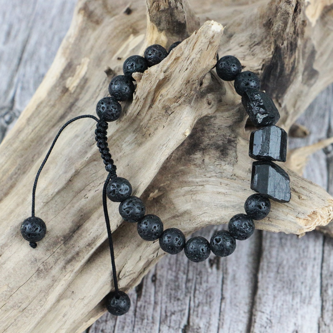 Black Beaded Bracelet Natural Tourmaline